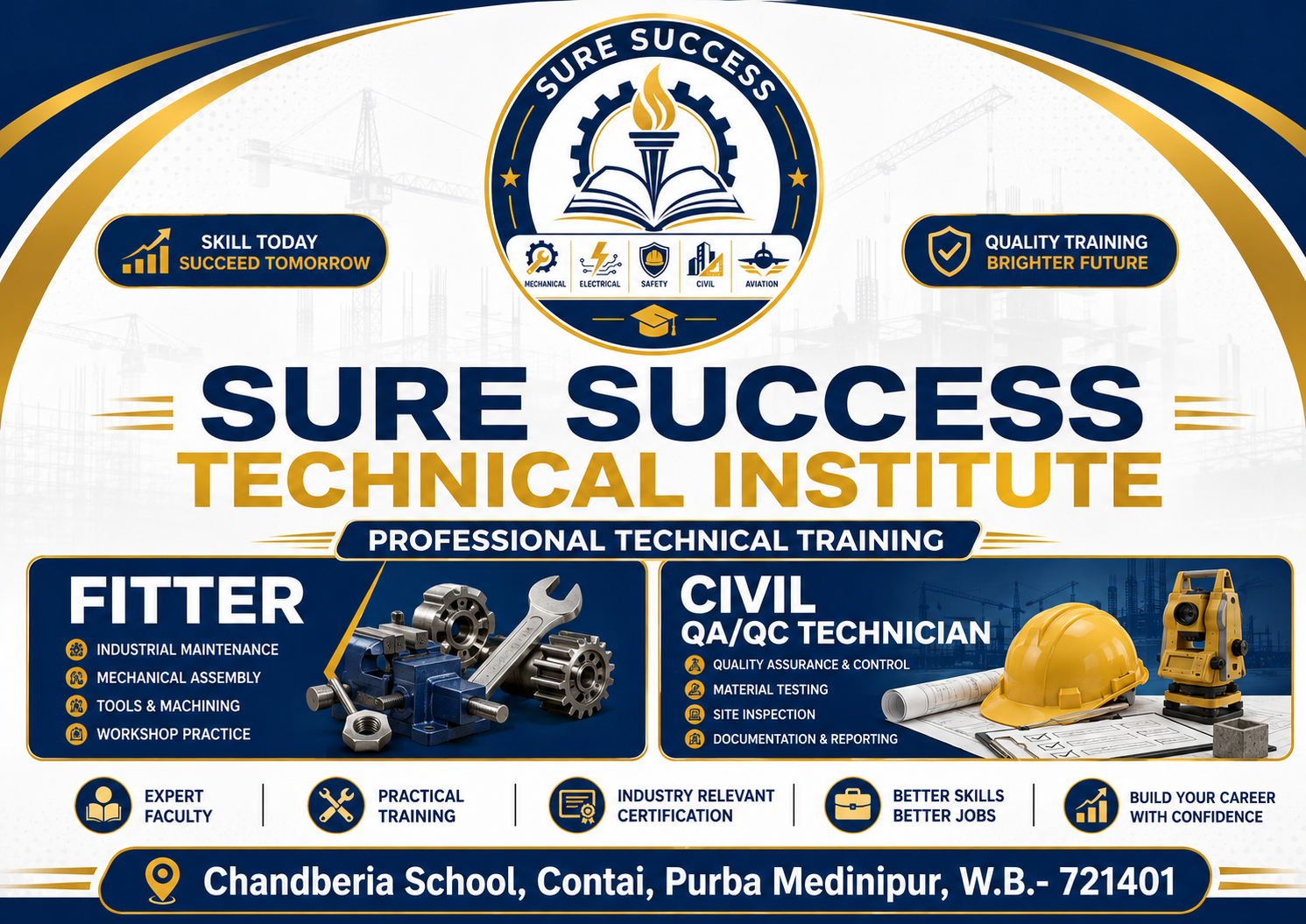 Sure Success Technical Institute fitter and civil QA QC training banner