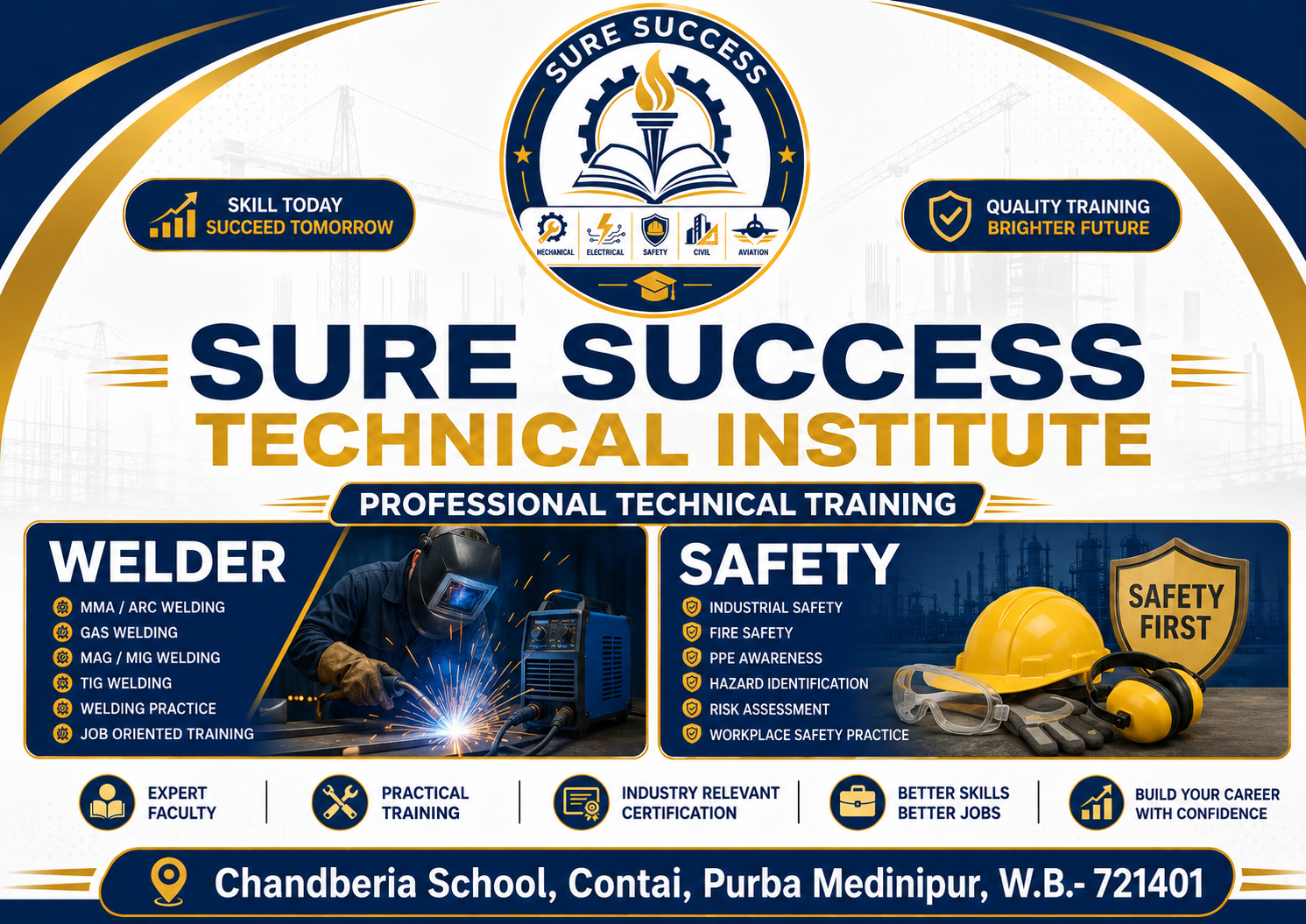 Sure Success Technical Institute welder and safety training banner